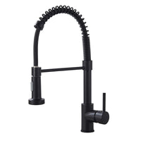 1 x RAW Customer Returns TVTIUO kitchen faucet black with coil spring, double spray mode, 360 rotatable, solid brass - RRP €55.04