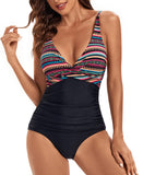 1 x RAW Customer Returns VILOREE Women s Monokini Tummy Control Slimming Swimsuit Plus Size Swimwear Tummy Control for Curvy Women Colorful Stripes M - RRP €33.96