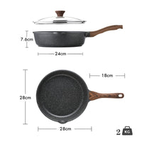 1 x RAW Customer Returns SENSARTE non-stick pan 28cm, deep frying pan with lid, Swiss granite coating cooking pan, healthy stone pan, cookware cooking pan, induction suitable, PFOA-free - RRP €59.99