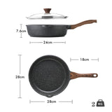 1 x RAW Customer Returns SENSARTE non-stick pan 28cm, deep frying pan with lid, Swiss granite coating cooking pan, healthy stone pan, cookware cooking pan, induction suitable, PFOA-free - RRP €43.39