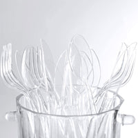 1 x RAW Customer Returns 300 pieces of plastic cutlery, reusable cutlery, party cutlery plastic, plastic spoons, plastic knives, robust plastic cutlery, cutlery for family celebrations, weddings, birthday parties - RRP €17.14