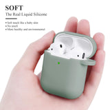 1 x RAW Customer Returns AKABEILA Case for Apple AirPods 2 1 Silicone Protective Case Front LED Visible Wireless Charging Liquid Silicone Case Cover Air Pods Protective Cases Carabiner, Green - RRP €11.99