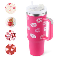 1 x RAW Customer Returns PRAOAHEI 40oz Thermal Mug with Straw and Handle, 1180 ML Stainless Steel Hot Cold Drinks Vacuum Drinking Cup, Gift for Women, Lovers, Friends, Pink - RRP €29.23