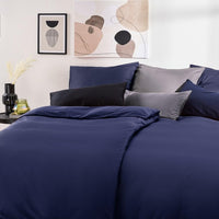 1 x RAW Customer Returns Blumtal Mako satin bed linen 155x220 cotton dark blue - duvet cover with freely selectable pillowcase - individually customizable bed linen set made of 100 cotton - Oeko Tex certified - RRP €29.23