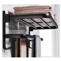 6 x Brand New Bathroom Towel Rack-XINGLO Wall Towel Rack with Double Shelves in SUS304 Stainless Steel, Towel Shelf, Bar Shelf, Hotel Style - Matte Black, 40 x 24 x 19.5 cm - RRP €165.18