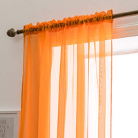 1 x RAW Customer Returns MIULEE Set of 2 Voile Curtains Transparent Curtain Made of Voile Polyester Rod Pocket Transparent Living Room Airy Decorative Curtain for Bedroom Orange 245 x 140cm H x W , Rod Pocket - RRP €24.49