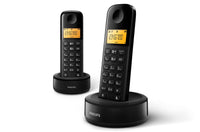 1 x RAW Customer Returns Philips cordless telephone D1602B 01 Duo - DECT telephone 2 pieces - house telephone with 1 6 inch display - phone book and caller number recognition - range 300 m - volume control - plastic - black - RRP €32.39