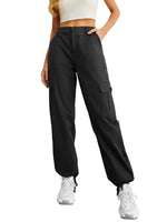 1 x RAW Customer Returns IWOLLENCE Women s Cargo Pants High Waist Y2k Streetwear Women s Combat Trousers UK Women s Cargo Pants with 6 Pockets Drawstring Cuffs, 01 Black, XL - RRP €28.99