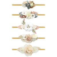 1 x RAW Customer Returns Cinaci 5 Pieces Delicate Flowers Nylon Headbands Hair Bands Accessories for Baby Girls, Newborns, Infants, Toddlers and Children 5 Pieces S5  - RRP €12.99