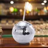 1 x RAW Customer Returns Nicunom 6 Pack 540 ml Disco Ball Cups with Lids and Straws Reusable Silver Disco Ball Cup Cocktail Cup Glitter Disco Bar Party Wine Drinking Tea Syrup Bottle - RRP €25.75