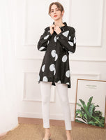 1 x Brand New FTCayanz Women s Blouse Long Sleeve Shirts Polka Dots Loose Shirt Casual Top White M - RRP €30.24