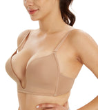 1 x RAW Customer Returns Lemorosy - Women s Non-Wired U-Shaped Deep Neckline Bra Lightweight Padded Push Up Multi-Position Bra 95D,Beige  - RRP €23.18