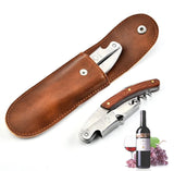 1 x RAW Customer Returns M N wooden waiter s knife - professional corkscrew made of stainless steel in catering quality with bottle opener foil cutter - leather case, waiter and bartender - RRP €13.9