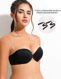 1 x RAW Customer Returns YANDW Push Up Strapless Bra Multiway Super Padded Add 2 Cup Support with Transparent Straps Underwire Lace Demi Bra Black 36C - RRP €44.36