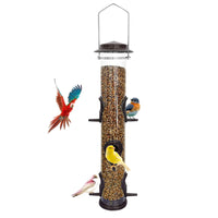 1 x RAW Customer Returns Metal Hanging Bird Feeder for Wild Birds Seeds Aluminium 6 Ports 1.4mm Extra Thick Solid Tube Weatherproof Ideal for Attracting Birds and Coffee - RRP €19.99