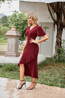 1 x RAW Customer Returns GRACE KARIN Women s Cocktail Dress Elegant for Wedding Plain Wedding Guest Bridesmaid Dresses Red Wine L - RRP €28.22