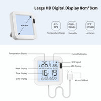 1 x RAW Customer Returns eMylo WiFi Thermometer Hygrometer Indoor, Tuya Room Thermometer WiFi Temperature Sensor with Smart App, LCD Screen Digital Thermo-Hygrometer for Room Temperature, Basement, Baby Room 8cm 8cm  - RRP €28.99