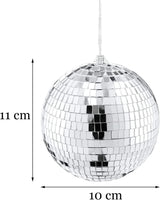 1 x RAW Customer Returns 9 pieces silver 10 cm mirror disco ball, hanging disco light, glitter ball, silver disco ball, Christmas tree wedding, home birthday party decoration - RRP €20.99