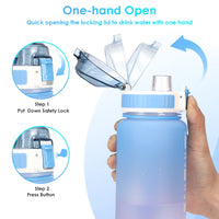 1 x RAW Customer Returns minghaoyuan drinking bottle 1L, water bottle with time markings and straw, leak-proof BPA-free, sports drinking bottle for school, bike, outdoor, travel, yoga, fitness - RRP €9.06