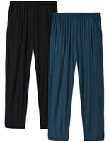 1 x RAW Customer Returns MoFiz Men s Modal Pajama Long Pants Soft Trousers with Pockets 2 Piece Blue Black M - RRP €33.99