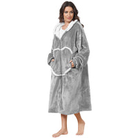 1 x RAW Customer Returns FEELJAM Blanket with Sleeves and Hood, Hoodie Blankets, Pullover Cuddly Blanket with Sleeves and Zip, Wearable Blanket Unisex Light Grey  - RRP €32.94