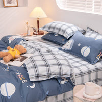 1 x Brand New ED-Lumos bed linen 200x150cm 4-piece duvet cover blue universe bear duvet cover 150x200cm set with pillowcases 48x74cm bed sheet 200x230cm bed linen sets microfiber zipper soft and iron-free - RRP €20.4