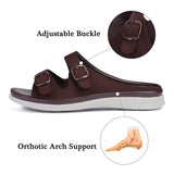 1 x Brand New Mules Women s Sandals Slippers Adjustable Strap Bath Slippers Non-Slip Beach Sandals Summer Open Slide Sandals Flat A-Brown CN40 EU39 - RRP €60.0