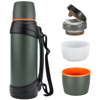 1 x RAW Customer Returns Olerd Thermos Flask 2.5L, Insulated Stainless Steel Drinking Bottle, Insulated Bottle with 2 Drinking Cups, Double Wall Insulated Camping Water Bottle, 24h Hot Cold Green  - RRP €36.38