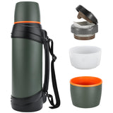 1 x RAW Customer Returns Olerd Thermos Flask 2.5L, Insulated Stainless Steel Drinking Bottle, Insulated Bottle with 2 Drinking Cups, Double Wall Insulated Camping Water Bottle, 24h Hot Cold Green  - RRP €36.38