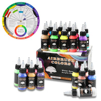 1 x RAW Customer Returns SAGUDIO acrylic pigment for airbrush colors 24x 30ml basic colors Color Ready-made airbrush set, water-repellent and quick-drying models for hobby, for artists beginners - RRP €28.3