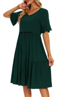 1 x RAW Customer Returns Smallshow Women s Nursing Dress Short Sleeve Ruffle Maternity Dress Maternity Wear, Deep Green, S - RRP €30.24