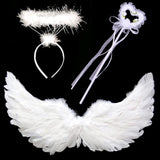 10 x Brand New WIWJ 60CM Angel Wings with Halo Headband and Magic Wand, White Angel Wings Party Costume, Feather Wings Angel Wings Costume for Halloween Carnival Cupid Cosplay Party Mardi Gras Costumes Decoration - RRP €151.2