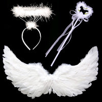 11 x Brand New WIWJ 60CM Angel Wings with Halo Headband and Magic Wand, White Angel Wings Party Costume, Feather Wings Angel Wings Costume for Halloween Carnival Cupid Cosplay Party Mardi Gras Costumes Decoration - RRP €166.32