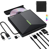 1 x RAW Customer Returns ORIGBELIE External CD Drive with 4 USB Ports and 2 TF SD Card Slots, Portable USB 3.0 External DVD Drive for Laptop MacBook Desktop PC Windows 11 10 8 7 Linux Mac OS - RRP €34.64