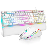 1 x RAW Customer Returns RedThunder K10 Gaming USB Gamer Keyboard and Mouse Set, FRENCH AZERTY Wrist Rest, RGB Backlit Anti-Ghosting Keyboard and 7200 DPI with Ergonomic Mouse for Gamers Black  - RRP €59.99