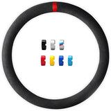 1 x RAW Customer Returns Shining Wheat suede steering wheel cover, universal, 37-38 cm diameter, soft, with 7 colored markers - RRP €54.58