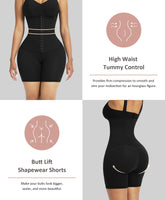 1 x RAW Customer Returns FeelinGirl Shorts-Leggings Tummy Control Pants Yoga Shapewear Shorts for Women High Waist Tummy Control with 3 Rows Hook and Eye Thigh Control Black L - RRP €44.99