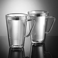 1 x RAW Customer Returns ecooe double-walled latte macchiato glasses set borosilicate glass coffee cups glass set of 2 450 ml coffee glass tea glasses with handle for cappuccino, latte macchiato, tea, ice cream, milk, beer - RRP €20.99