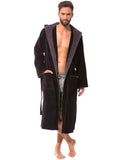 1 x RAW Customer Returns Morgenstern bathrobe for men made of cotton with hood in black house bathrobe ankle-length shower bathrobe velor size M - RRP €60.46