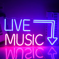 1 x RAW Customer Returns Wanxing Live Music Neon Sign Music Neon Lights Letters Neon Light Sign Neon Bar Sign Illuminated Sign for Beer Bar, Music Studio, Bedroom, Wall Decoration, Party, Club Bule Pink  - RRP €36.99