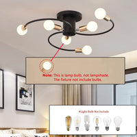 1 x RAW Customer Returns ZTWLEED Ceiling Light Vintage, 8-Light Ceiling Lamp Chandelier for Living Room Dining Room Kitchen Hallway, Compatible with E27 LED, CFL and Edison Lamp, Black Gold - RRP €20.4