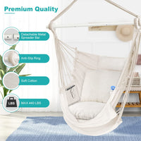 1 x RAW Customer Returns Hanging chair for outdoor indoor, hanging swing hanging chair outdoor for children adults up to 200kg, hanging seat with 3 cushions and extended footrest white - RRP €49.99