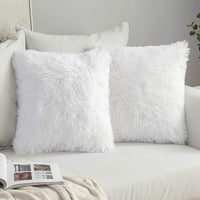 1 x RAW Customer Returns MIULEE Pack of 2 Furry Plush Cushion Covers for Decorative Pillows Modern Elegant Soft Square Cushion Covers Home Furnishings Sofa Bed 40x40 cm White - RRP €14.11