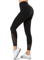 1 x RAW Customer Returns Yvette Sports Leggings Women s High Wasit with Mesh, 72F Fiber Opaque Sports Pants Yoga Pants, Black, M - RRP €25.2