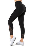 1 x RAW Customer Returns Yvette Sports Leggings Women s High Wasit with Mesh, 72F Fiber Opaque Sports Pants Yoga Pants, Black, L - RRP €25.2