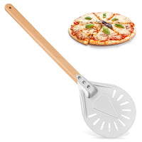 1 x RAW Customer Returns Perforated Pizza Peel, Aluminum Pizza Shovel 7 Inch, Pizza Server, Aluminum Pizza Shovel with Wooden Handle, for Homemade Pizza Bread Bakers - RRP €18.99