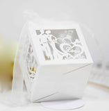 3 x RAW Customer Returns JinSu Pack of 50 White Gift Boxes, Wedding Favors Cardboard Boxes with Ribbon, Candy Box for Wedding, Bridal Shower, Gift Boxes Favor Box, Pattern Love - RRP €68.4