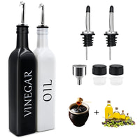 1 x RAW Customer Returns Mailesi oil and vinegar dispenser bottle 500ML glass set, white olive oil bottle and black balsamic vinegar dispenser with pourer, stainless steel funnel for kitchen decoration in country style - RRP €23.18