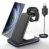 1 x RAW Customer Returns JoyGeek 3 in 1 Inductive Charging Station for Samsung, Wireless Charger for Samsung S24 S23 S22 S21 Z Flip Fold, Induction Charger for Galaxy Watch Ultra 7-4, Wireless Charger for Galaxy Buds-Black - RRP €29.99