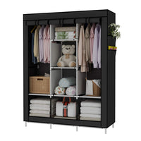 1 x RAW Customer Returns UDEAR Foldable Cloth Wardrobe Clothes Organizer Portable Closet Wardrobe,Black - RRP €41.45